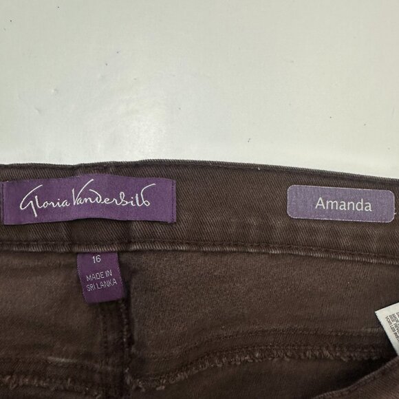 Gloria Vanderbilt Amanda Straight Leg Women's size 16P Brown Denim Jeans - Picture 3 of 5
